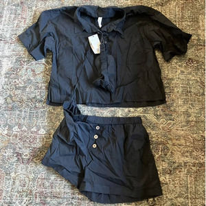 Women’s Cotton On Body Pajama Washed Woven Set Size S With Eye Cover Gray Q9